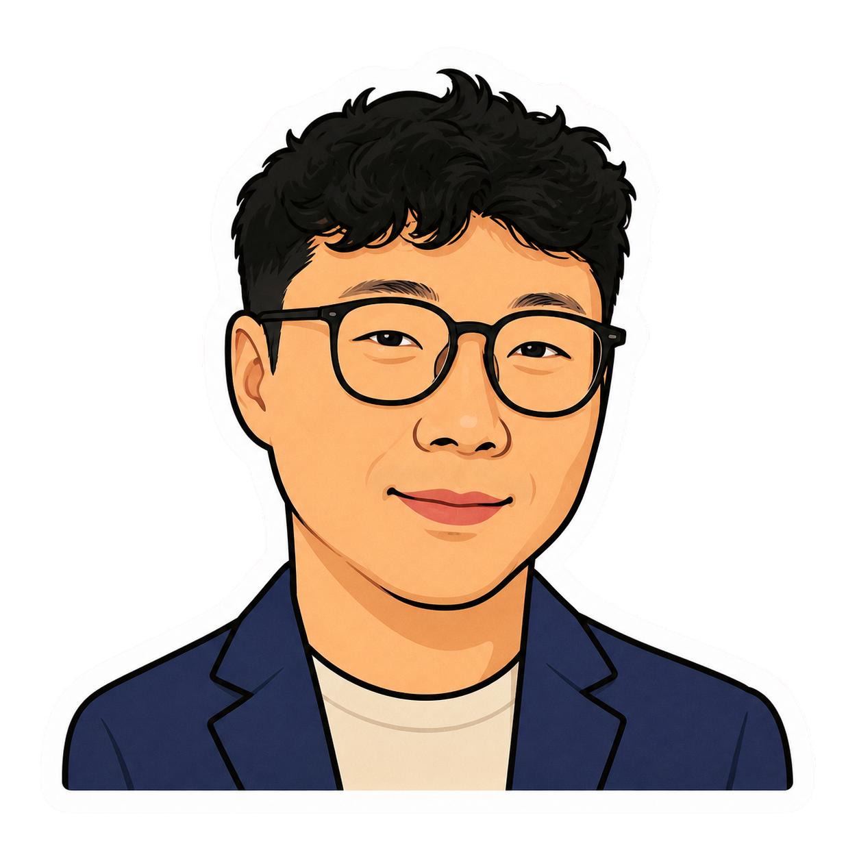 Illustrated profile sticker of trainer Evan Lee
